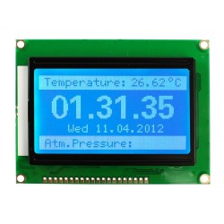 Display lcd gráfico 128x64 backlight azul caracteres branco