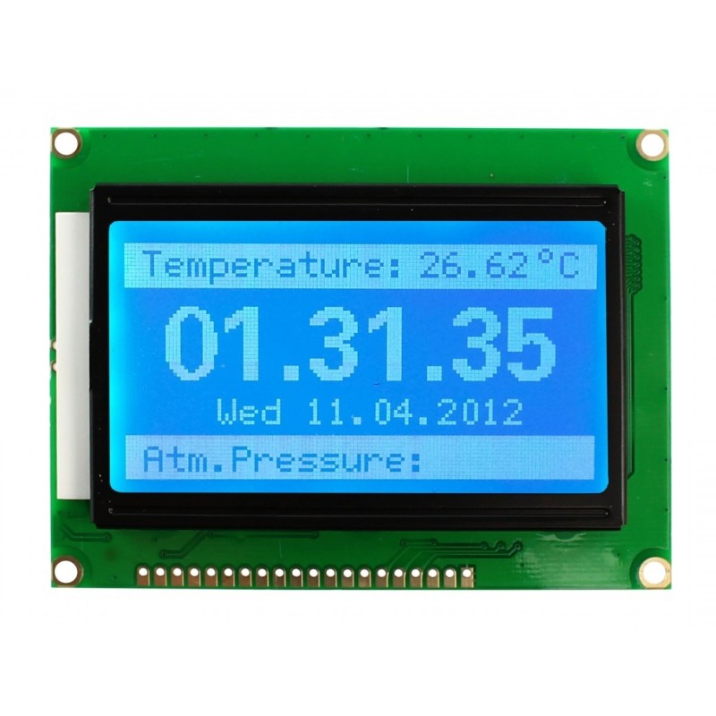 Display lcd gráfico 128x64 backlight azul caracteres branco