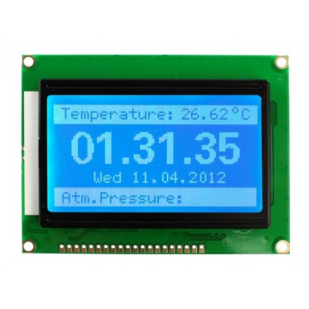 Display lcd gráfico 128x64 backlight azul caracteres branco