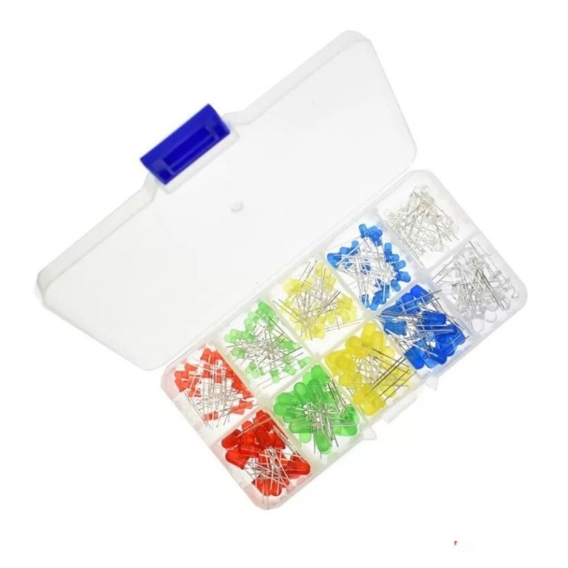 Kit led 3mm 5mm 200pcs 5 cores