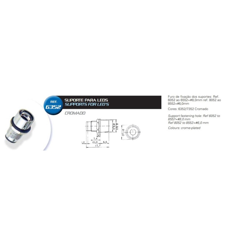 Suporte p/led 5mm cromado 6352 joto