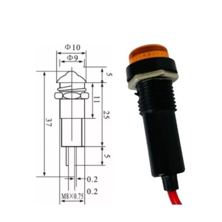 Sinaleiro olho de boi laranja 220Vca