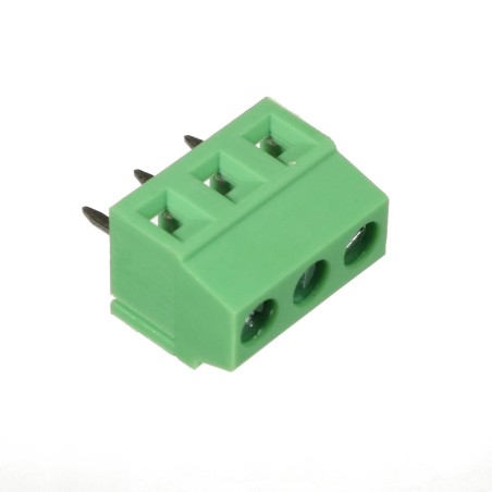 Conector borne KRE-3 vias passo 5mm - 10x15mm (AxC) perfil baixo verde