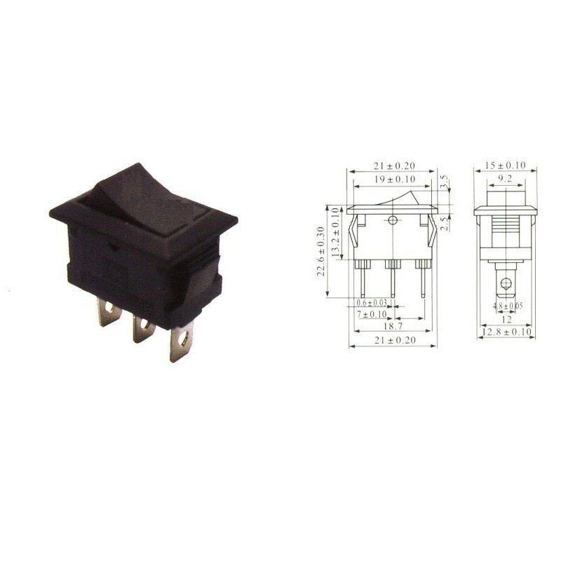 Chave gangorra KCD1-101 02 Posições 01 polo 3t preta