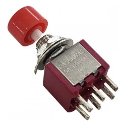 Chave push button na/nf DS622 02 polos 06 terminais 3A 125V