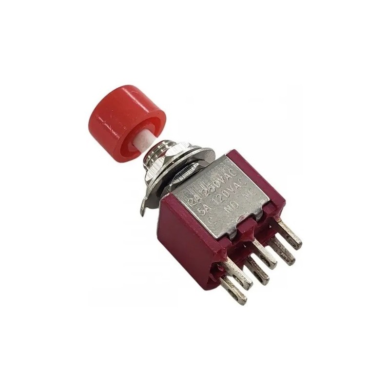 Chave push button na/nf DS622 02 polos 06 terminais 3A 125V