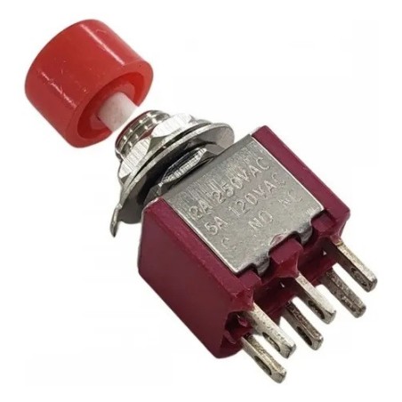 Chave push button na/nf DS622 02 polos 06 terminais 3A 125V