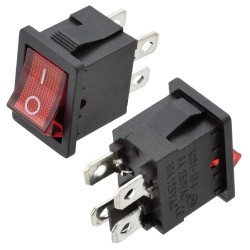 Chave gangorra KCD1-104 02 Posições 02 polo 4t c/led vermelho 10A 125Vac