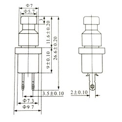 Chave push button NA vermelho 1A 250v - PBS110