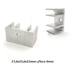 Dissipador de calor 27,6x15,6x15mm aluminio c/furo 4mm