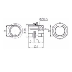 Conector mini Mike 04 Vias M12 Macho Painel