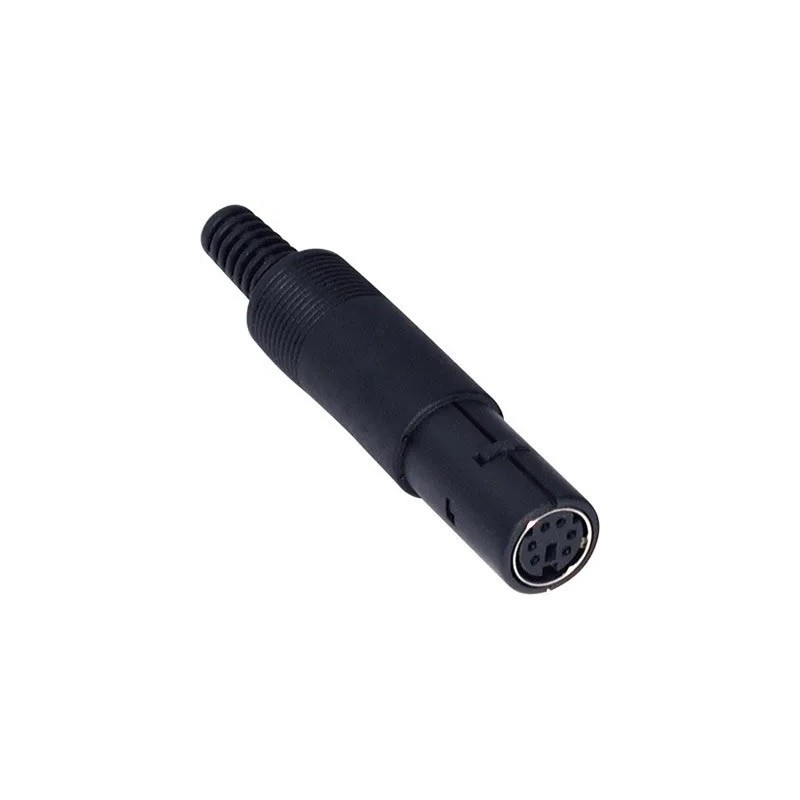 Conector 6 vias femea mini DIN circular ( plug mini din 6 vias femea)