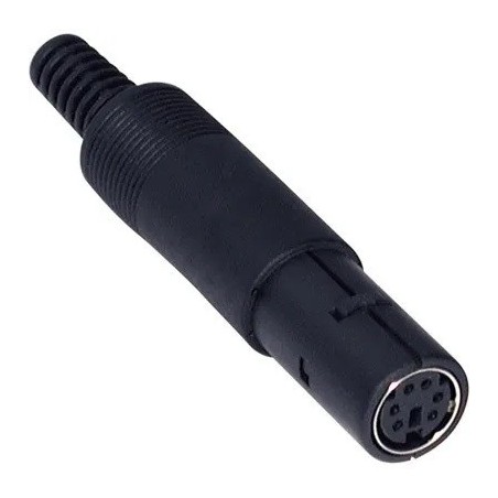 Conector 6 vias femea mini DIN circular ( plug mini din 6 vias femea)