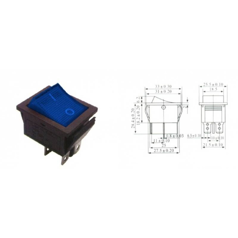 Chave gangorra KCD4 16A 250V~ 4T azul
