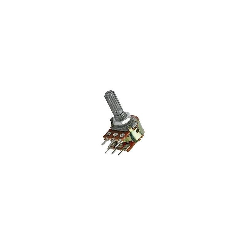 Potenciometro 500K(B) linear carvão 16mm estriado duplo