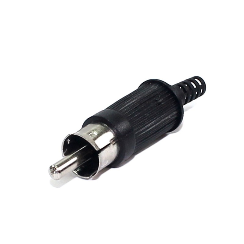 Plug RCA preto macho rabicho