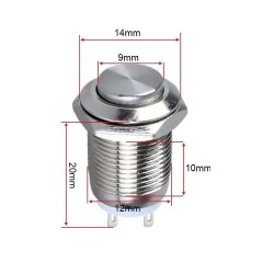 Chave push button inox 12mm ip65