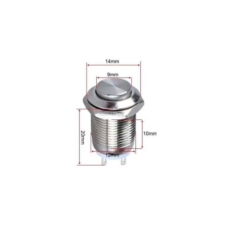Chave push button inox 12mm ip65