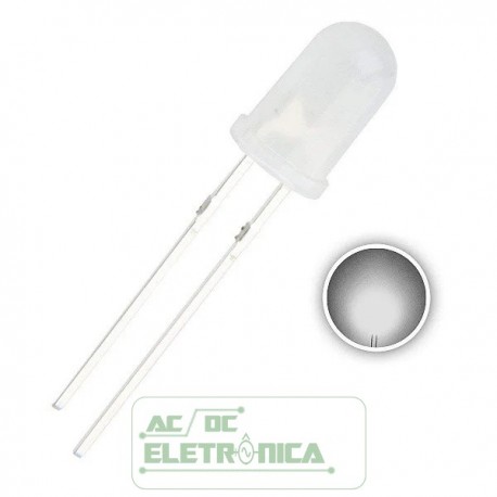 Led 5mm branco frio difuso 5000mcd