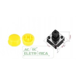 Chave tactil KFC-A06-6x6x7,3mm quadrada 4T c/knob amarelo 180º