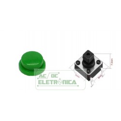 Chave tactil KFC-A06-6x6x7,3mm quadrada 4T c/knob verde 180º