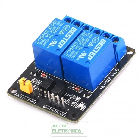 Modulo relé 3v 3.3v 2 canais para arduino esp8266 esp32