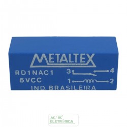 Relé 6Vcc 500mA 1 contato NA RD1NAC1 - Metaltex