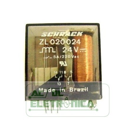 Relé 24Vca 8 pinos ZL 020024 - Schrack