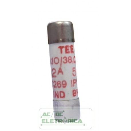 Fusível ceramico 2A 500V 10x38mm retardo 100KA gL IEC