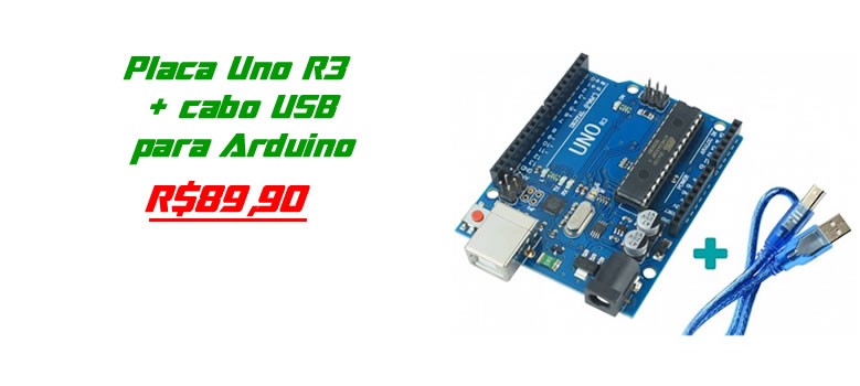 Placa Uno R3 + cabo USB para Arduino